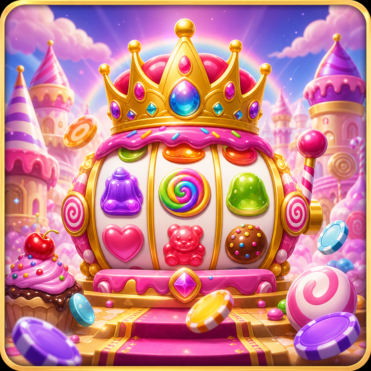 Candy kingdom themed social slot demo cover